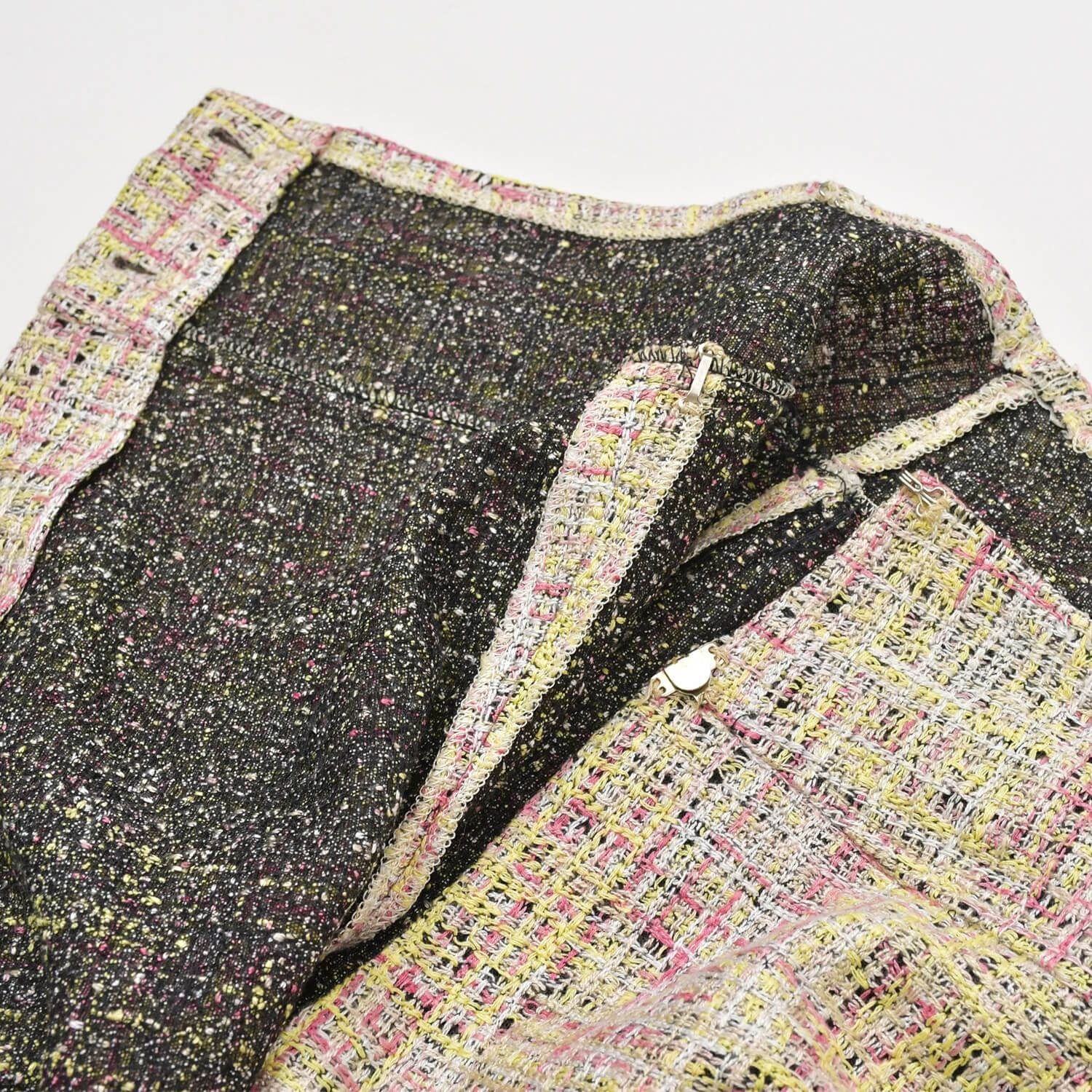 CHANEL Tweed Tailored Suit Set-Up Jacket & Skirt Coco Mark Size 38