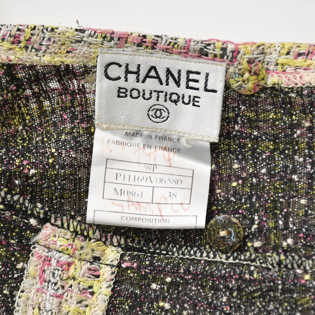 CHANEL Tweed Tailored Suit Set-Up Jacket & Skirt Coco Mark Size 38