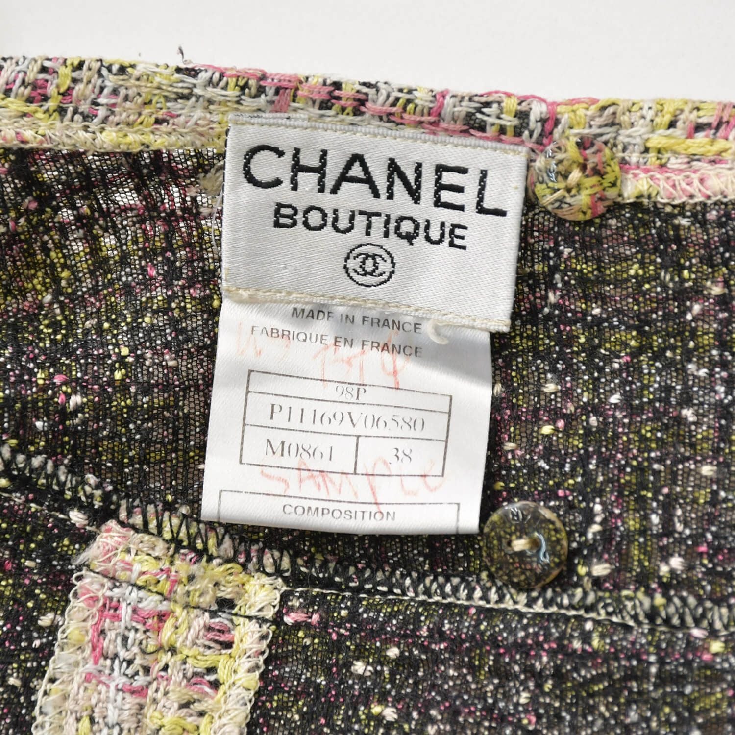 CHANEL Tweed Tailored Suit Set-Up Jacket & Skirt Coco Mark Size 38