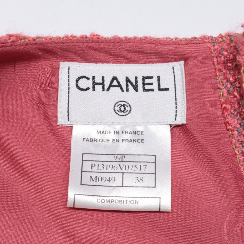 CHANEL 99P P13196V07517 ストライプ シルク混 ノースリーブ トップス＆スカート ツイード セットアップ