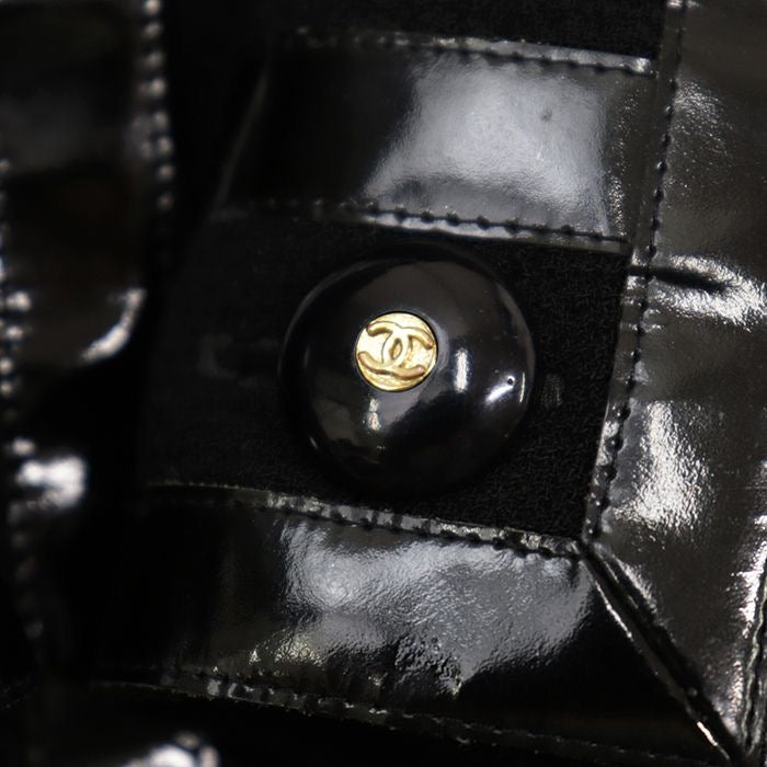 CHANEL Vintage Tweed Enamel Line Tailored Jacket Black