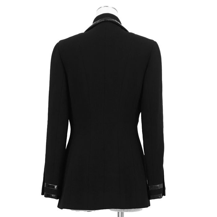 CHANEL Vintage Tweed Enamel Line Tailored Jacket Black