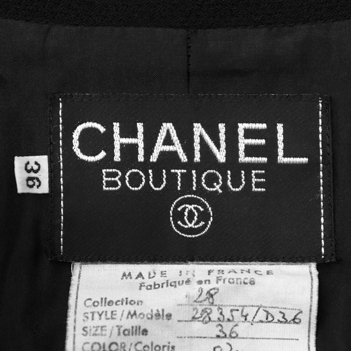 CHANEL Vintage Tweed Enamel Line Tailored Jacket Black
