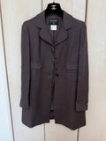 CHANEL 98C Wool × Linen Setup (Jacket & Skirt) Size 36 Purple