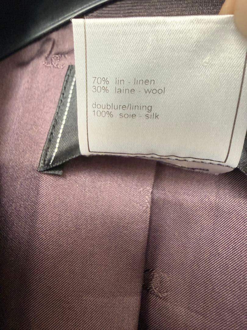 CHANEL 98C Wool × Linen Setup (Jacket & Skirt) Size 36 Purple