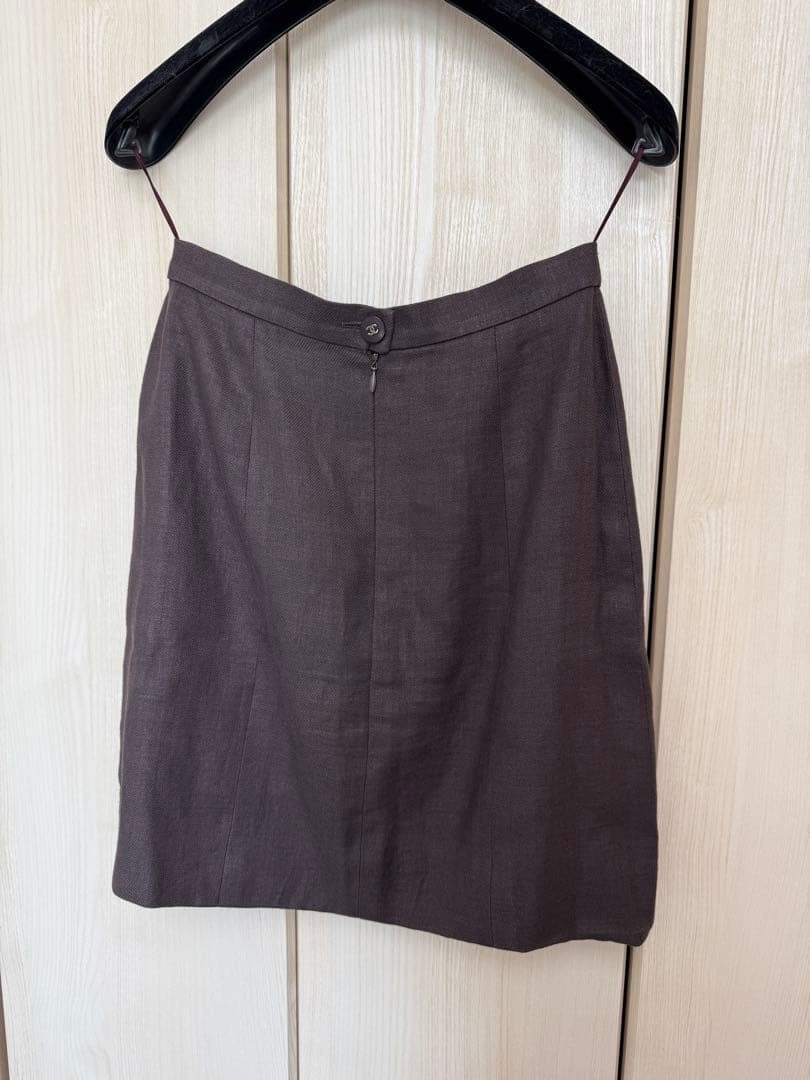 CHANEL 98C Wool × Linen Setup (Jacket & Skirt) Size 36 Purple