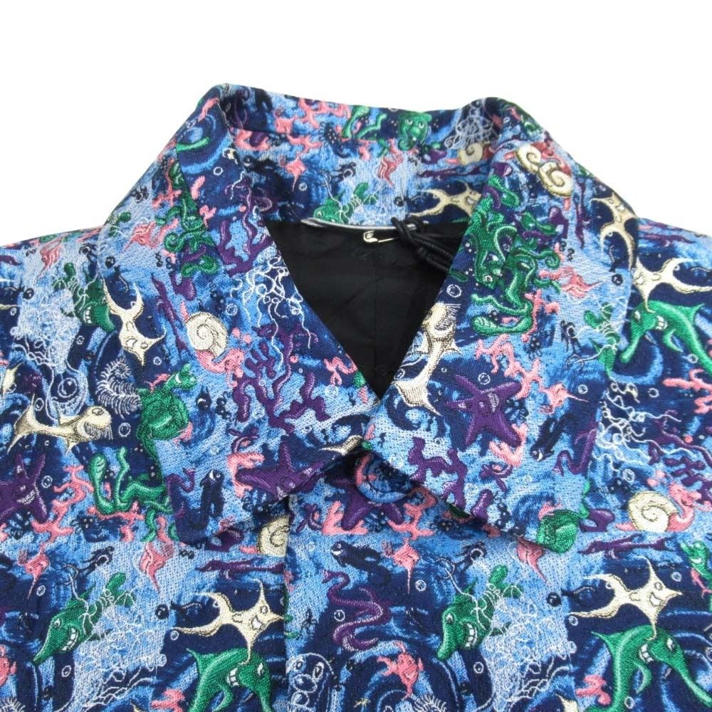 DIOR HOMME 21AW Kenny Scharf Marine Jacquard Stencil Collar Coat Navy Size 48