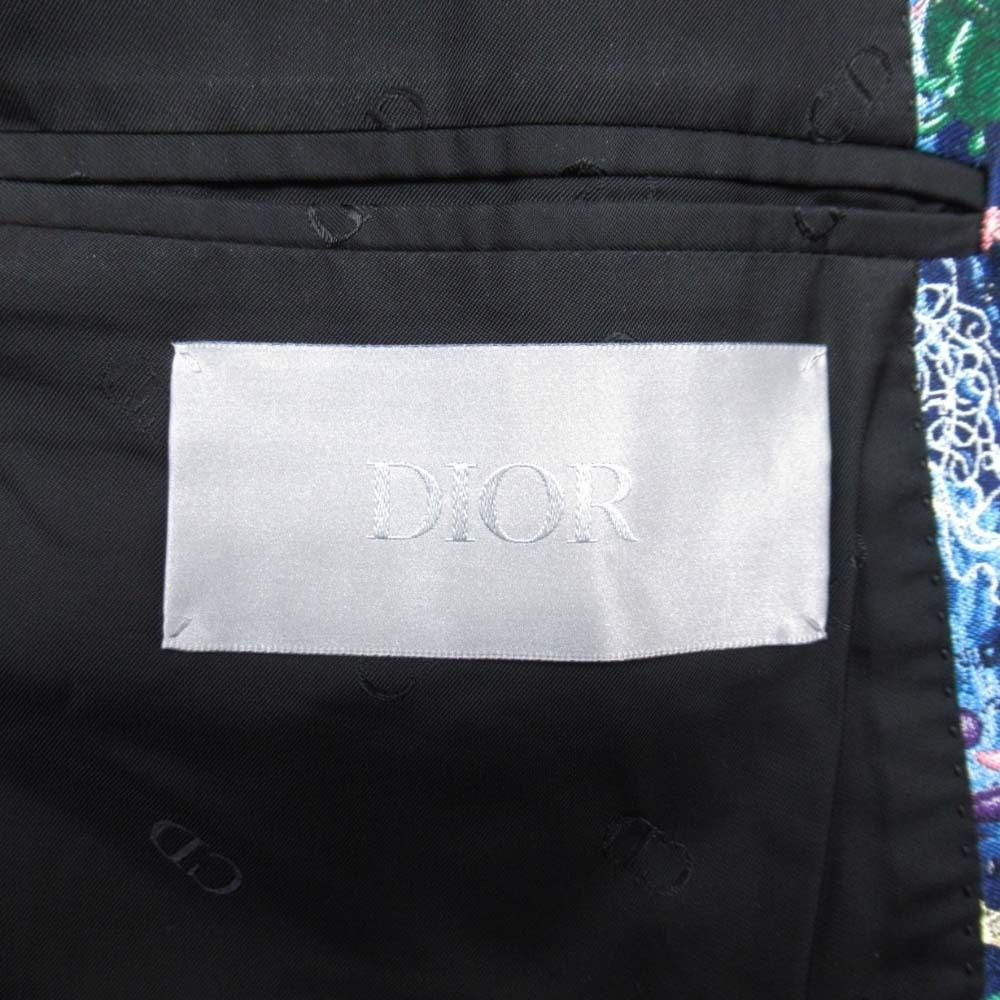 DIOR HOMME 21AW Kenny Scharf Marine Jacquard Stencil Collar Coat Navy Size 48