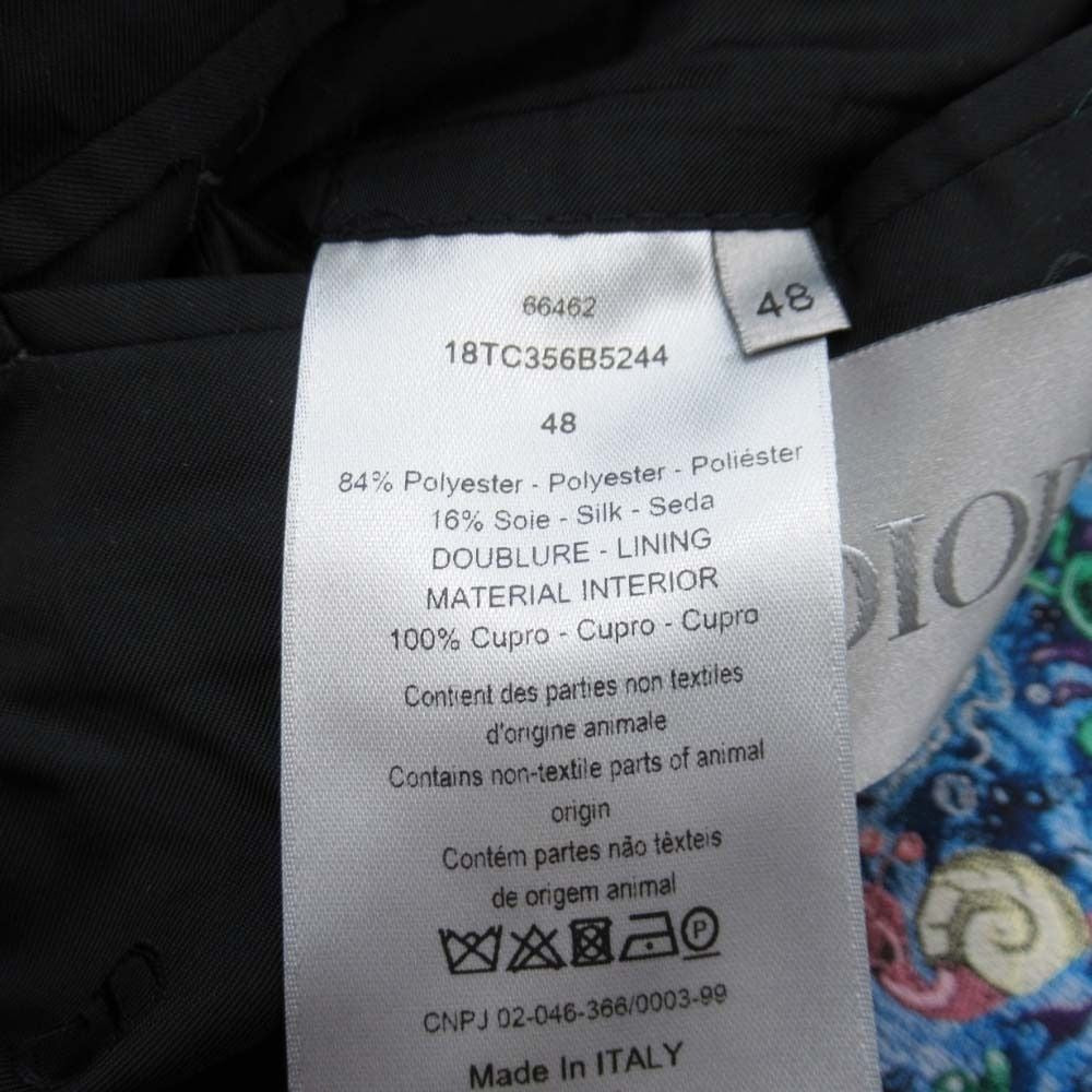 DIOR HOMME 21AW Kenny Scharf Marine Jacquard Stencil Collar Coat Navy Size 48