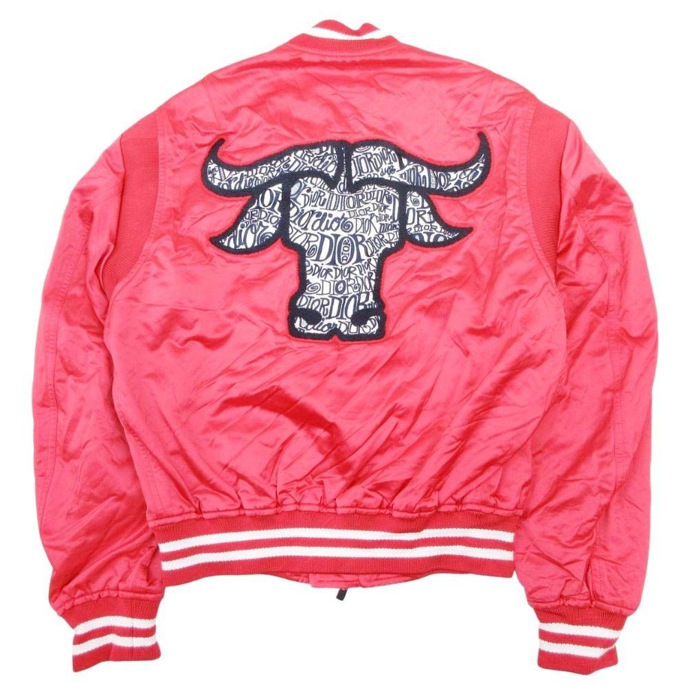 DIOR HOMME 21SS Shawn Stussy Bull Back Patch Bomber Jacket Red Size 44