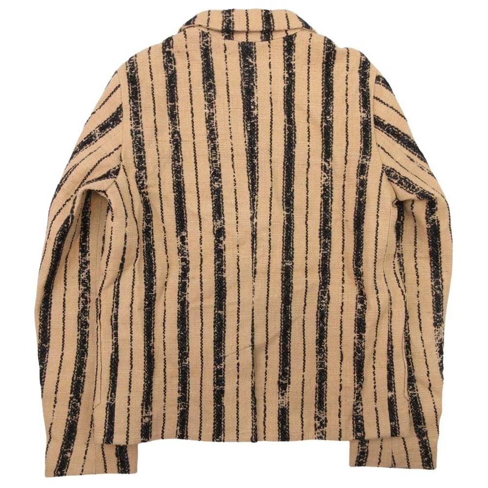 Christian Dior 20SS Stripe Double Breasted Jute-Like Blazer Beige Size 36