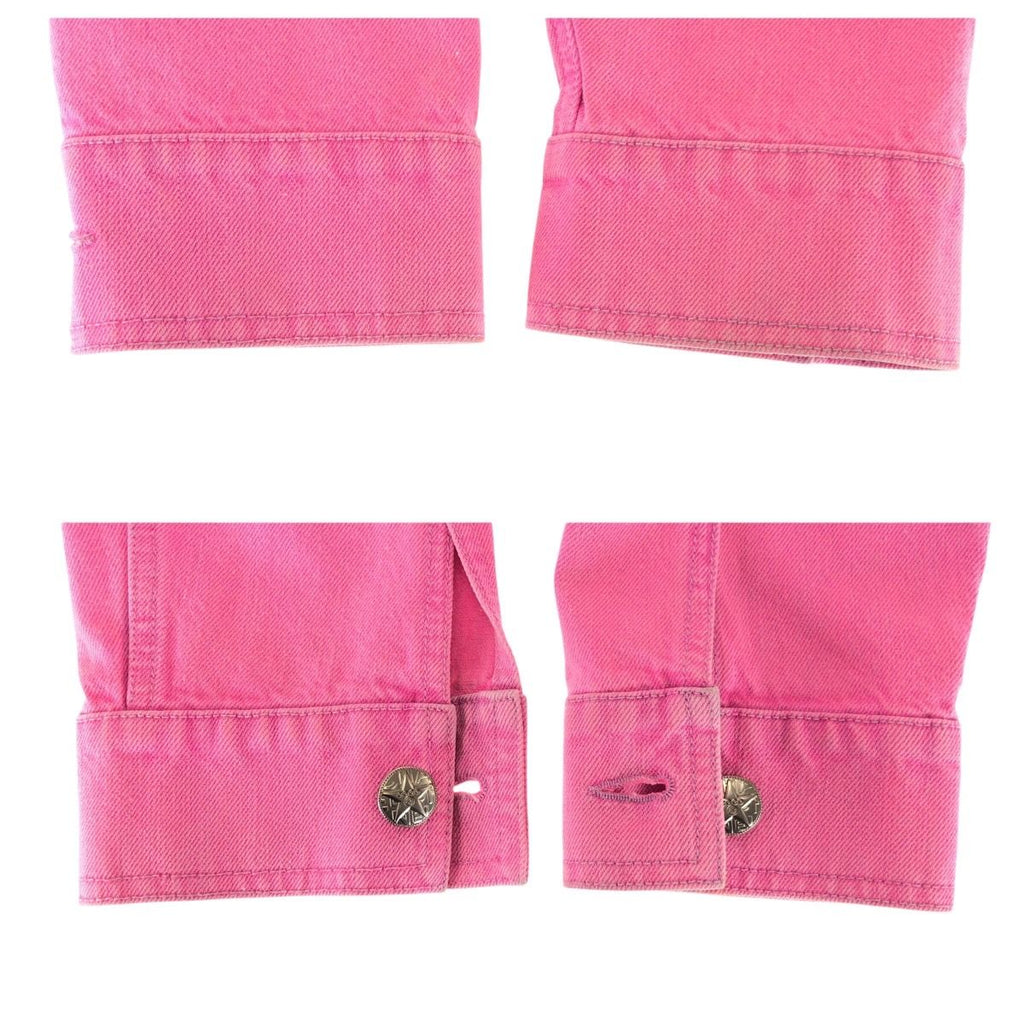 CHANEL Coco Mark Pink Cotton Denim Jacket Gold Hardware Size 36