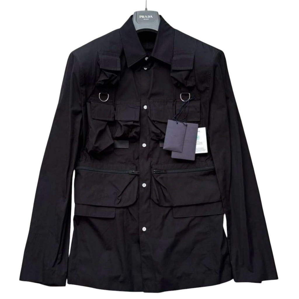 PRADA 24SS Multi-Pocket Tech Shirt Jacket Military Triangle Logo