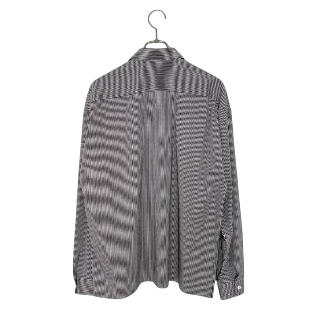 PRADA Zip-Up Striped Shirt Jacket Triangle Logo Plate