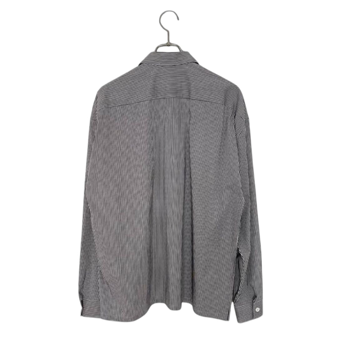 PRADA Zip-Up Striped Shirt Jacket Triangle Logo Plate