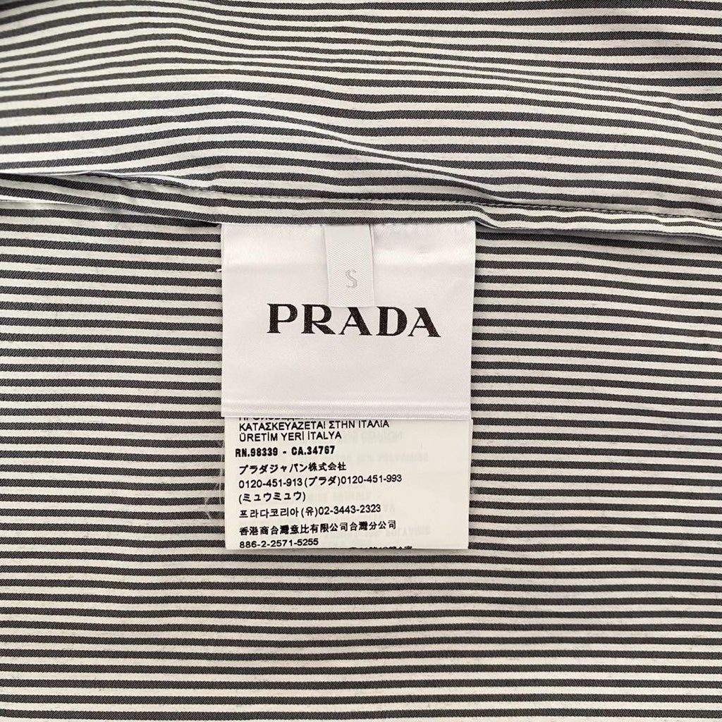 PRADA Zip-Up Striped Shirt Jacket Triangle Logo Plate