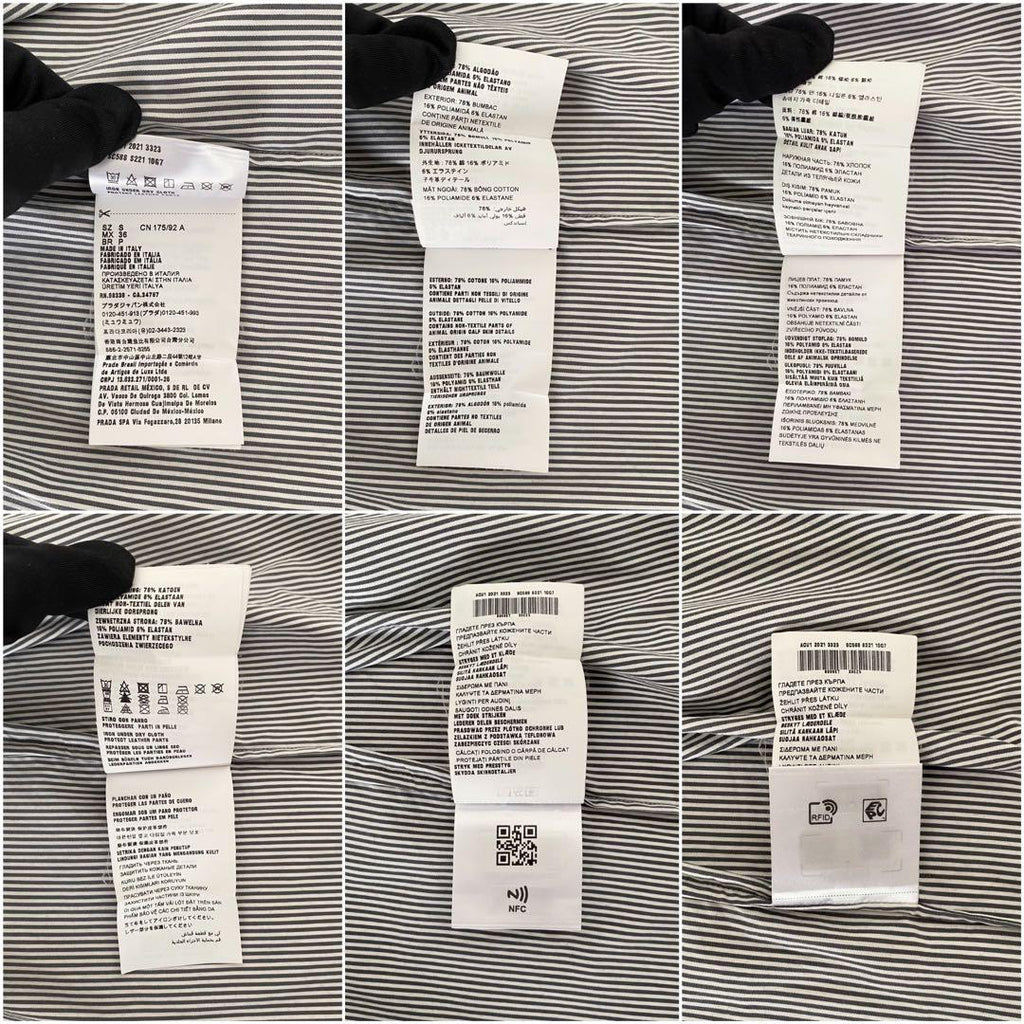 PRADA Zip-Up Striped Shirt Jacket Triangle Logo Plate