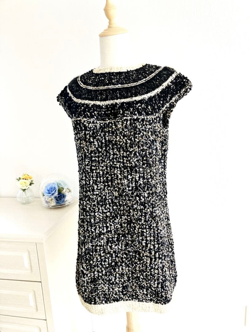 CHANEL Tweed Dress Coco Mark Lame