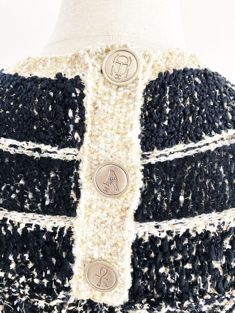 CHANEL Tweed Dress Coco Mark Lame