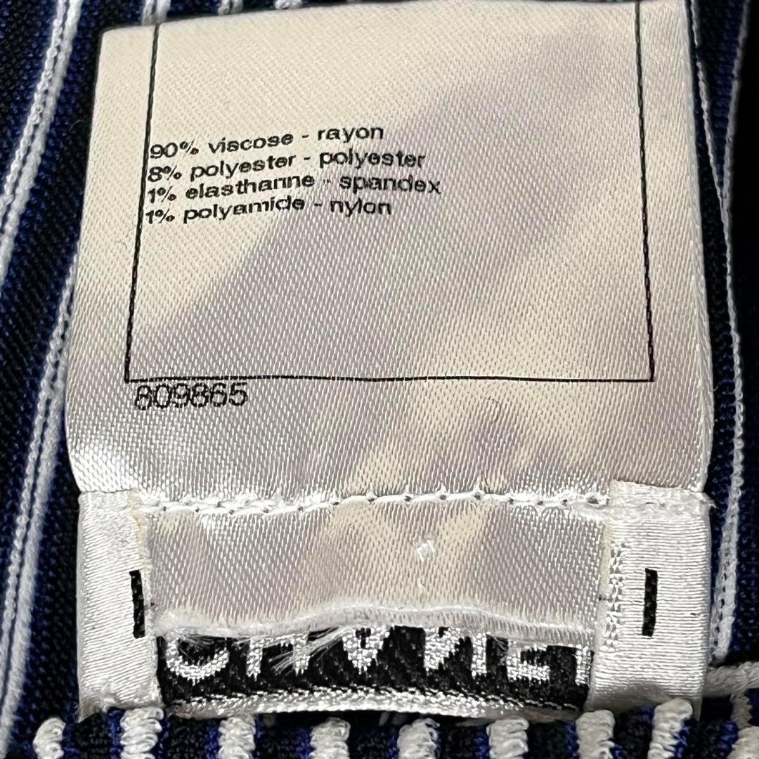 CHANEL Sleeveless Border CC Mark Dress White Navy