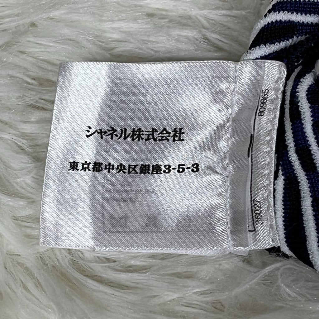 CHANEL Sleeveless Border CC Mark Dress White Navy