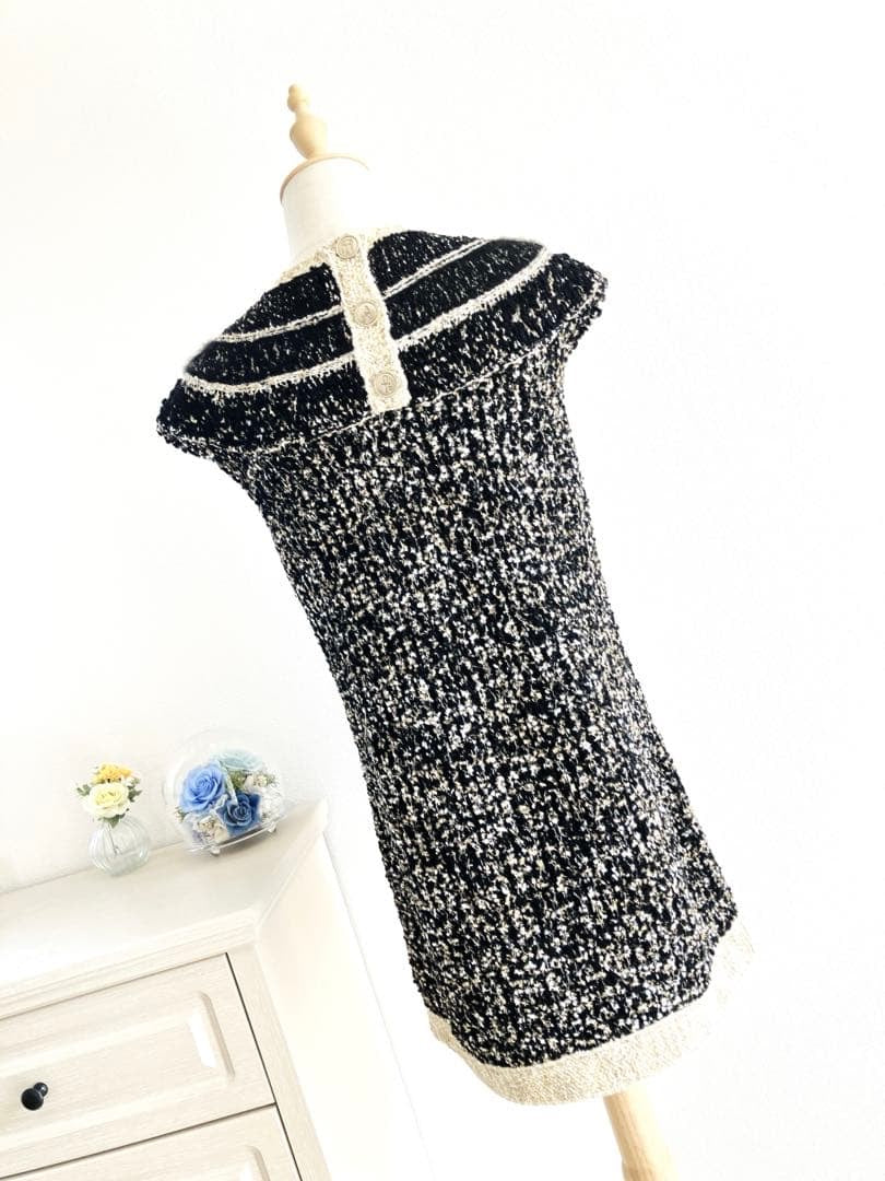 CHANEL Tweed Dress Coco Mark Lame
