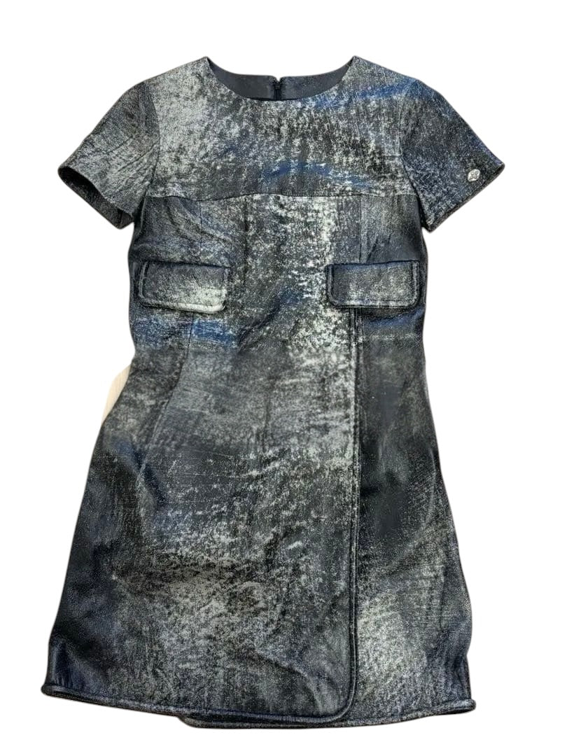CHANEL CC Mark Sleeve Lambskin Leather Dress
