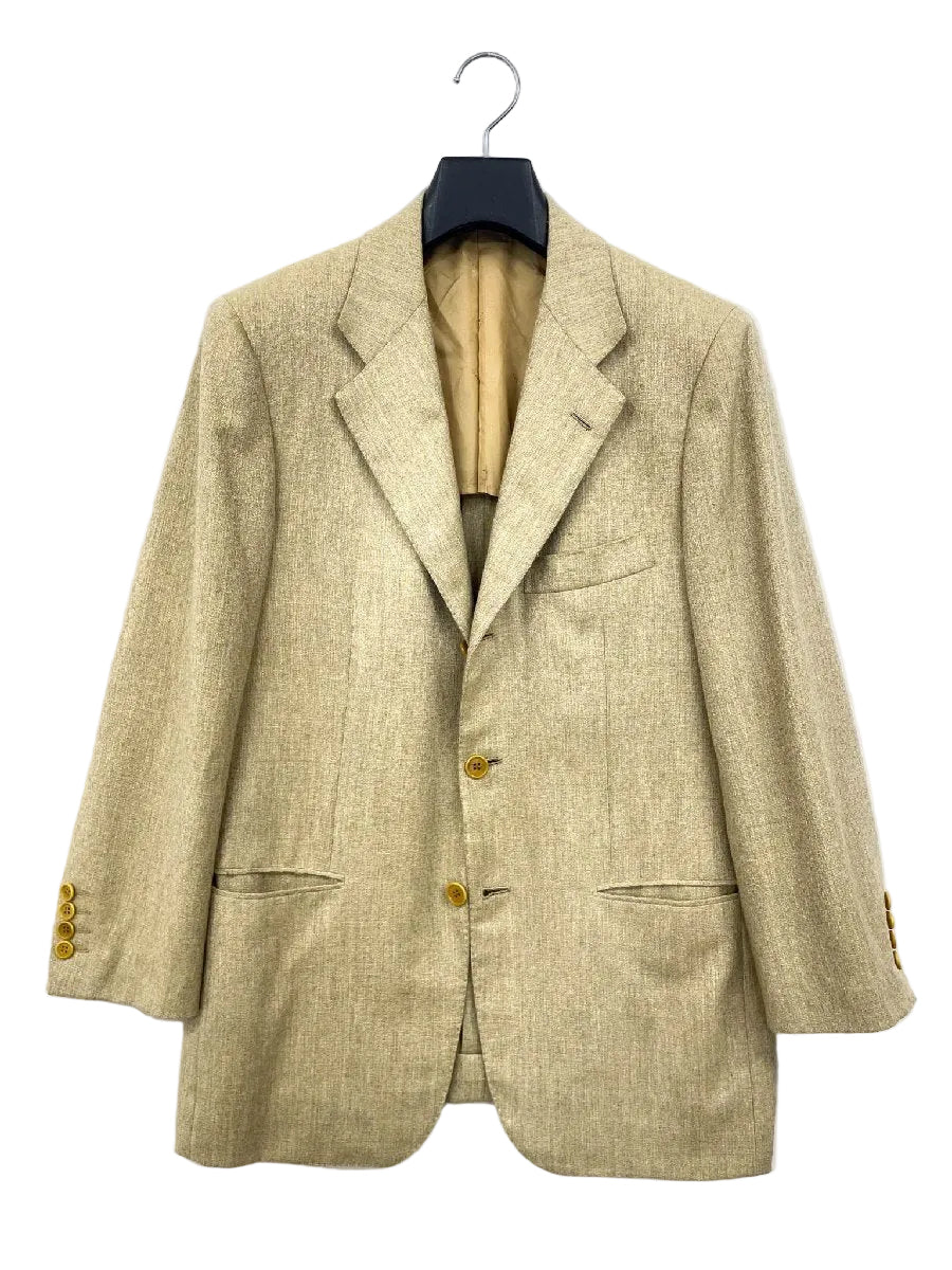 KITON Cashmere 100% 3-Button Woven Pattern Tailored Jacket Yellow Beige Size 46/R7