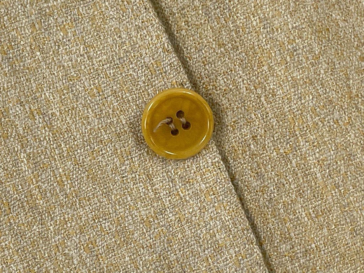 KITON Cashmere 100% 3-Button Woven Pattern Tailored Jacket Yellow Beige Size 46/R7