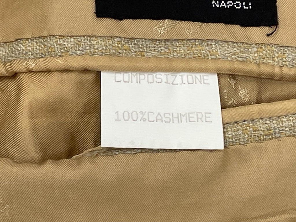 KITON Cashmere 100% 3-Button Woven Pattern Tailored Jacket Yellow Beige Size 46/R7