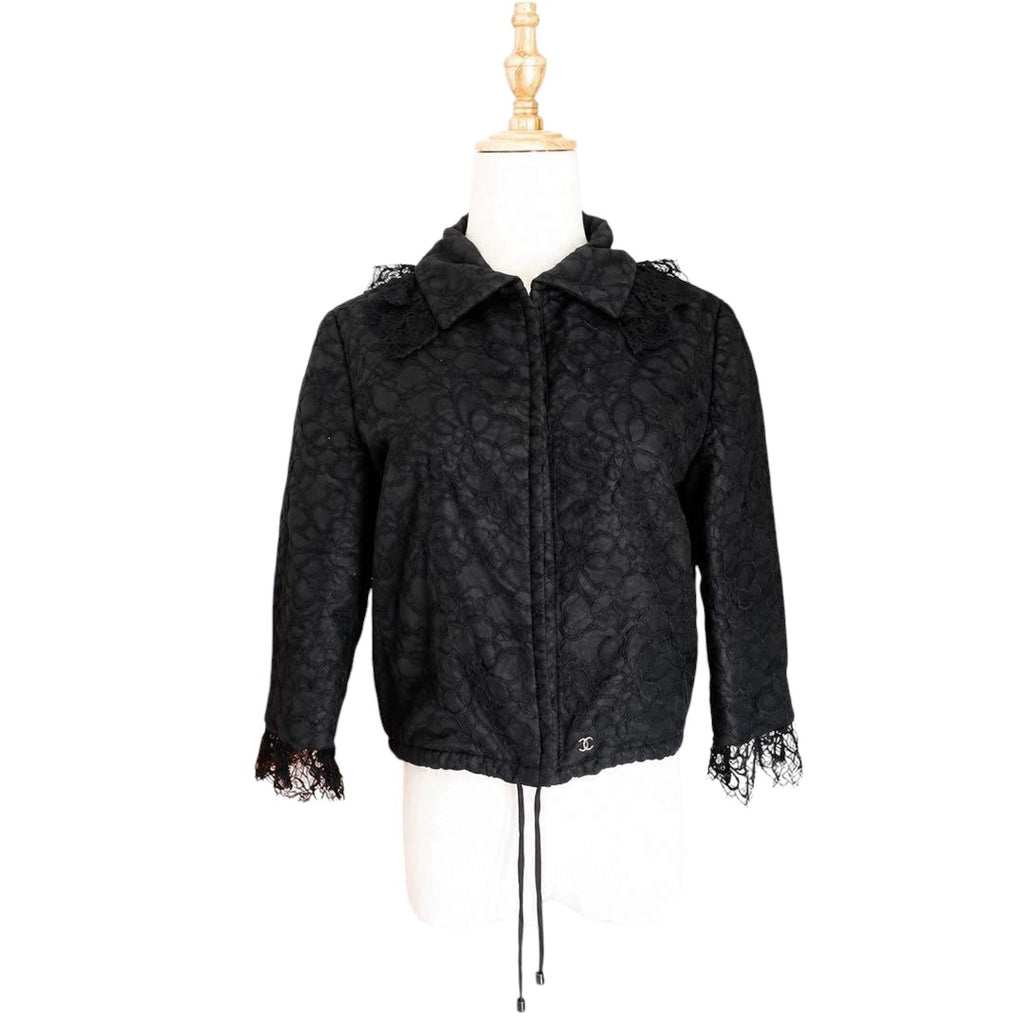 CHANEL CC Mark Embroidery Flower Lace Jacket