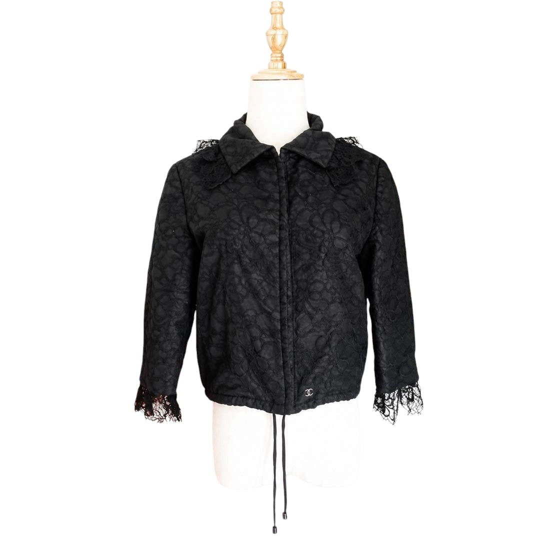 CHANEL CC Mark Embroidery Flower Lace Jacket