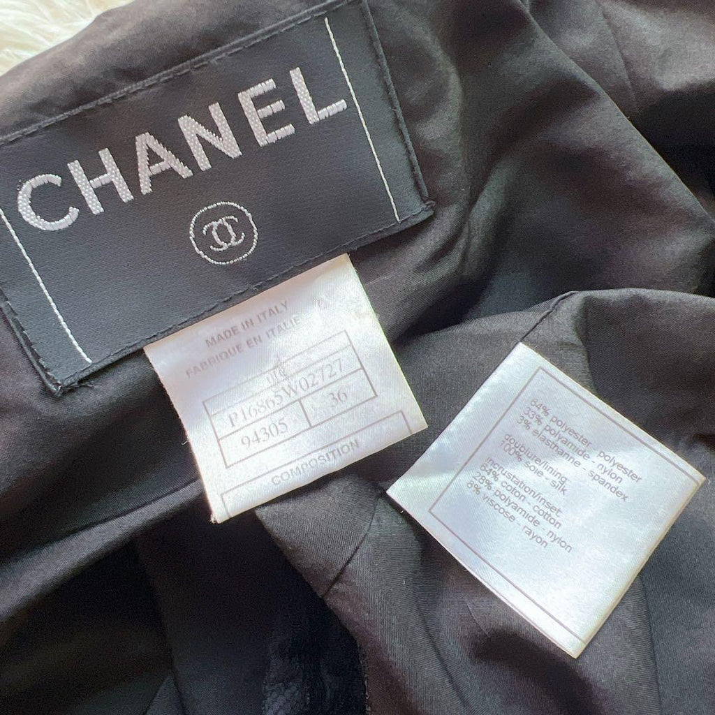 CHANEL CC Mark Embroidery Flower Lace Jacket