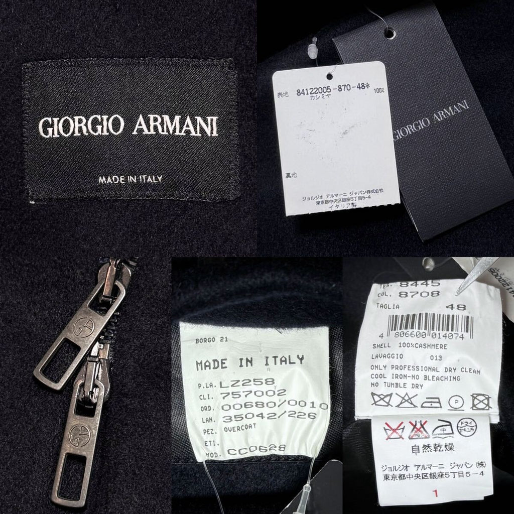GIORGIO ARMANI BORGO21 Cashmere 100% Hooded Long Coat Black Size 48