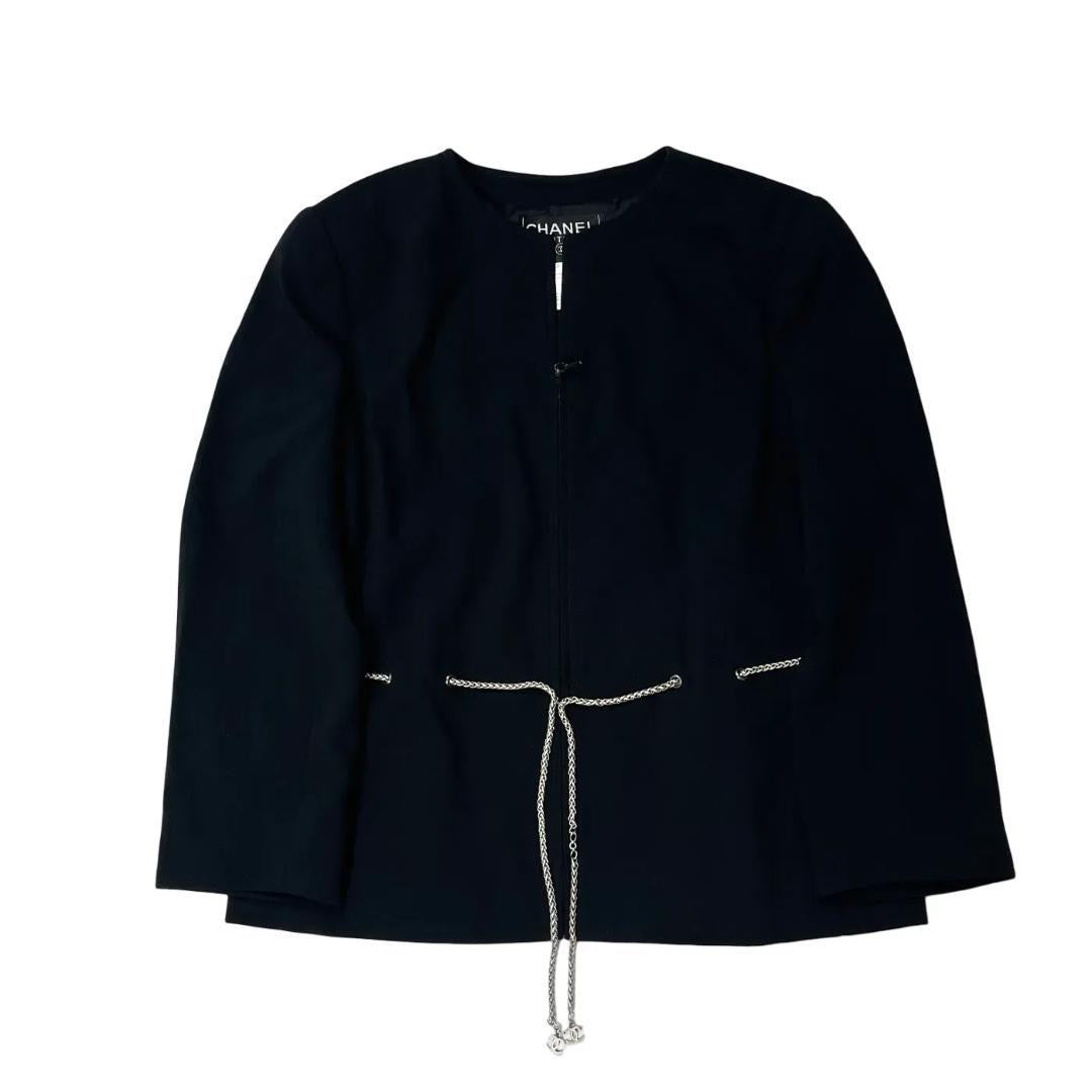 CHANEL No Collar Jacket Coco Mark Chain Belt