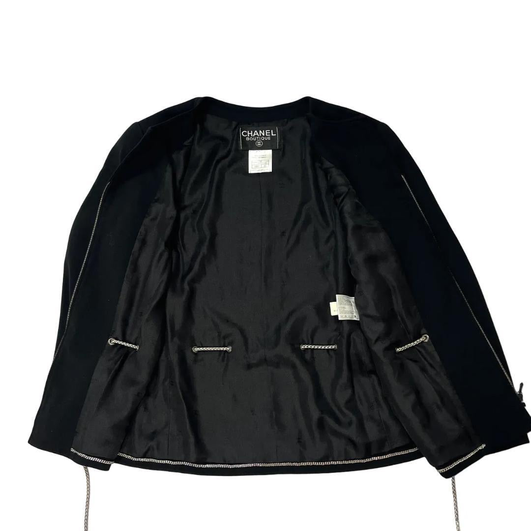 CHANEL No Collar Jacket Coco Mark Chain Belt