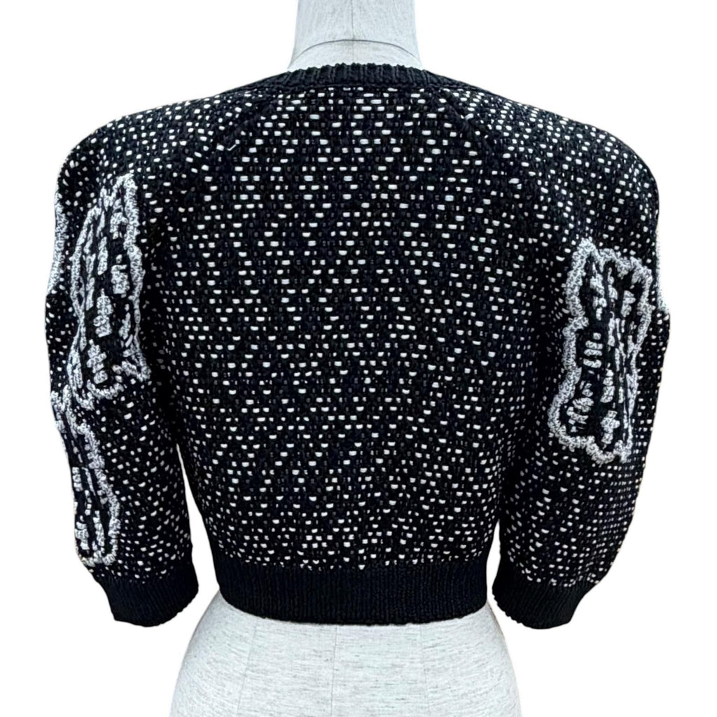 CHANEL P49241 Cotton Knit Logo Coco Pearl Button Short Cardigan Jacket