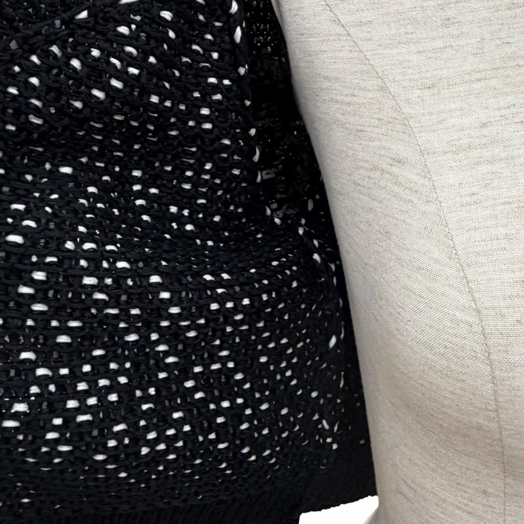 CHANEL P49241 Cotton Knit Logo Coco Pearl Button Short Cardigan Jacket