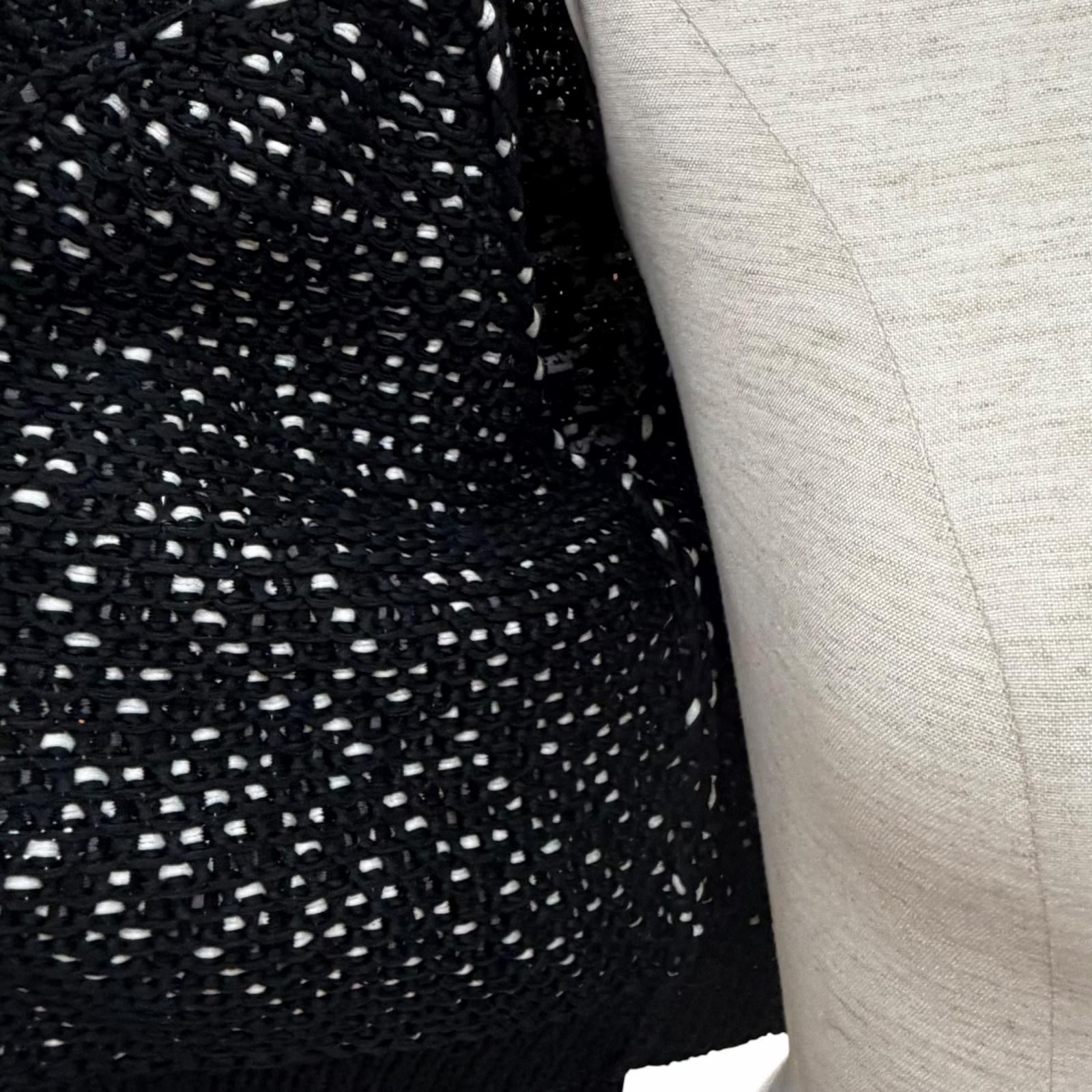 CHANEL P49241 Cotton Knit Logo Coco Pearl Button Short Cardigan Jacket