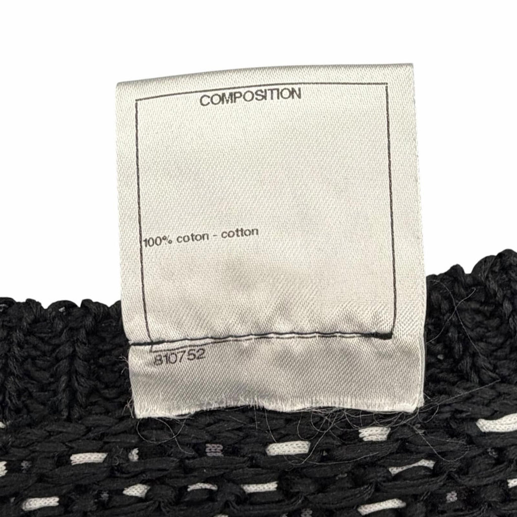 CHANEL P49241 Cotton Knit Logo Coco Pearl Button Short Cardigan Jacket