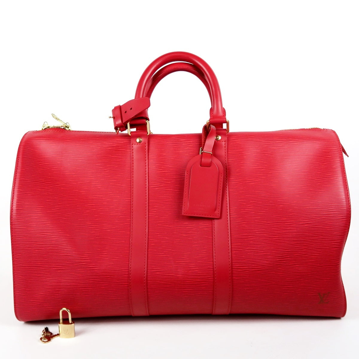 LOUIS VUITTON Keepall 45 Soft Epi Leather Boston Bag Red
