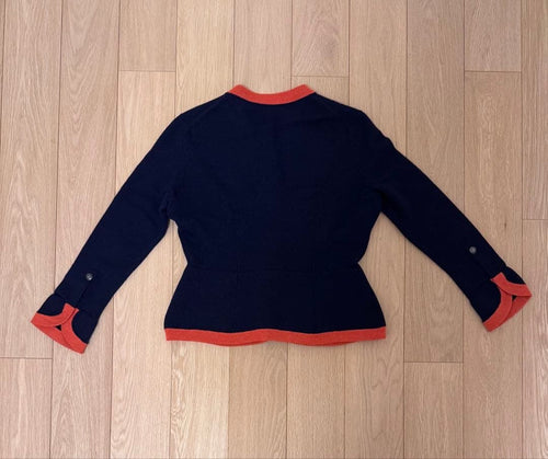 CHANEL 100% Cashmere Trimming No Collar Jacket