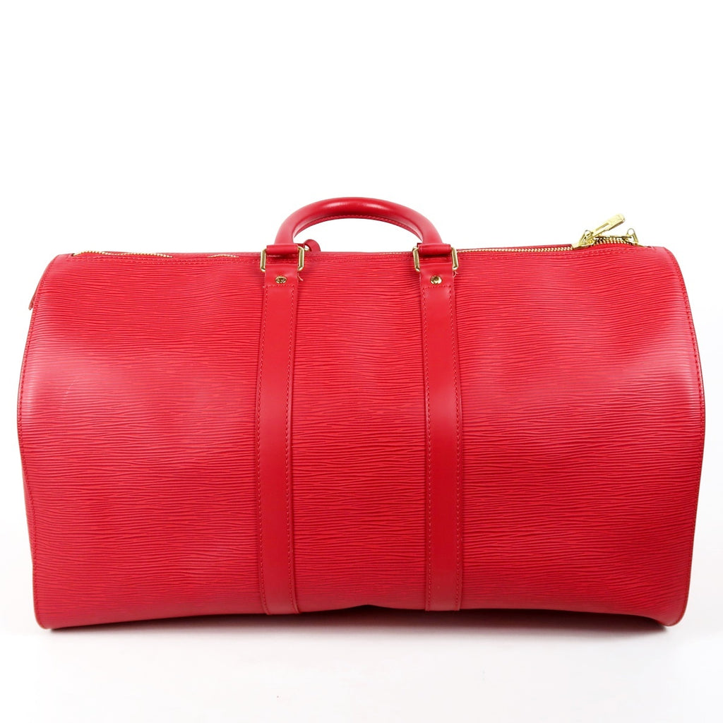 LOUIS VUITTON Keepall 45 Soft Epi Leather Boston Bag Red