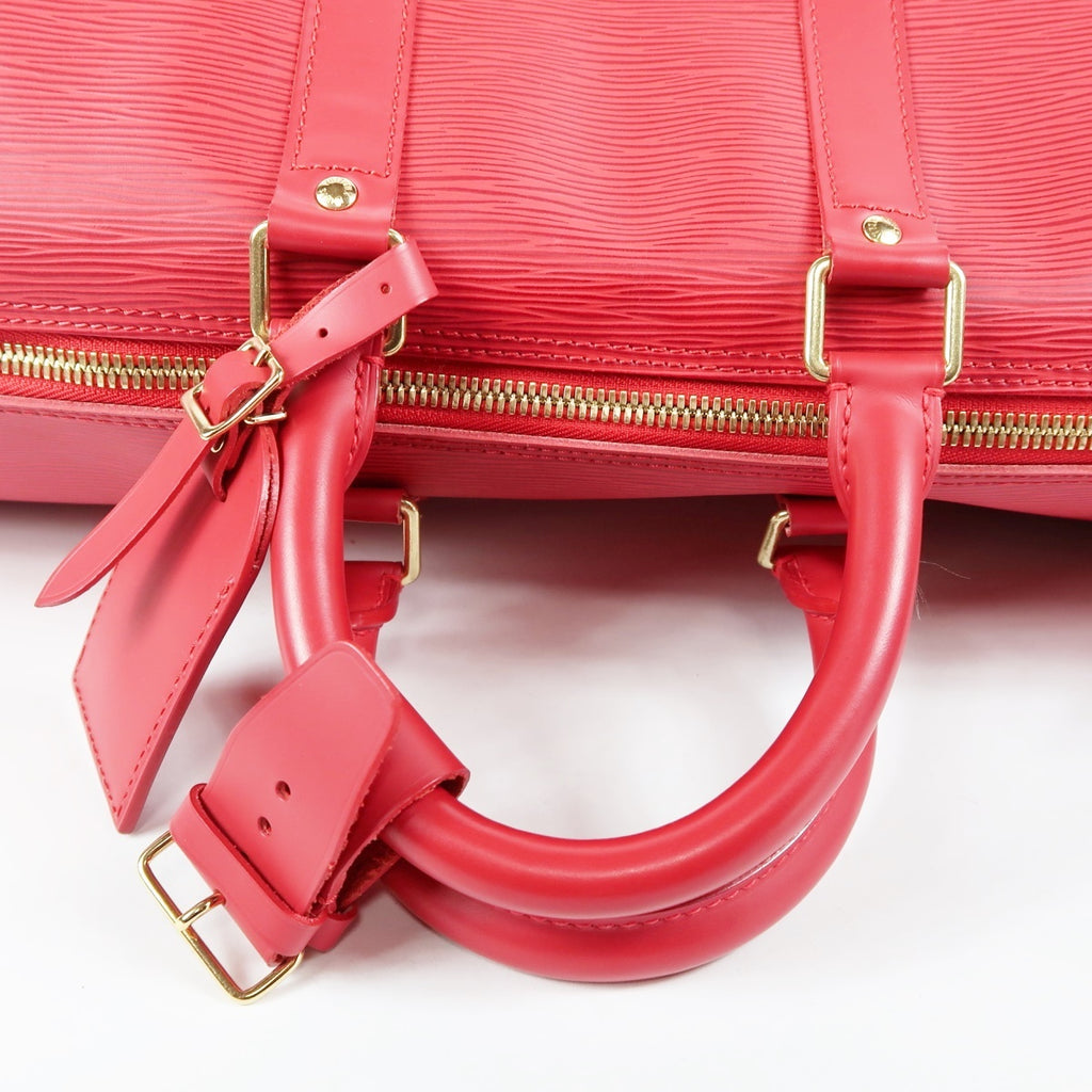 LOUIS VUITTON Keepall 45 Soft Epi Leather Boston Bag Red