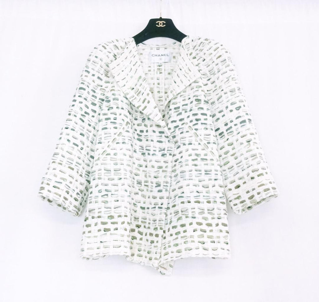 CHANEL Ribbon Tweed Long Jacket