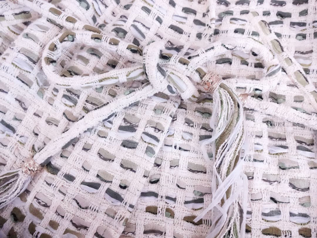 CHANEL Ribbon Tweed Long Jacket