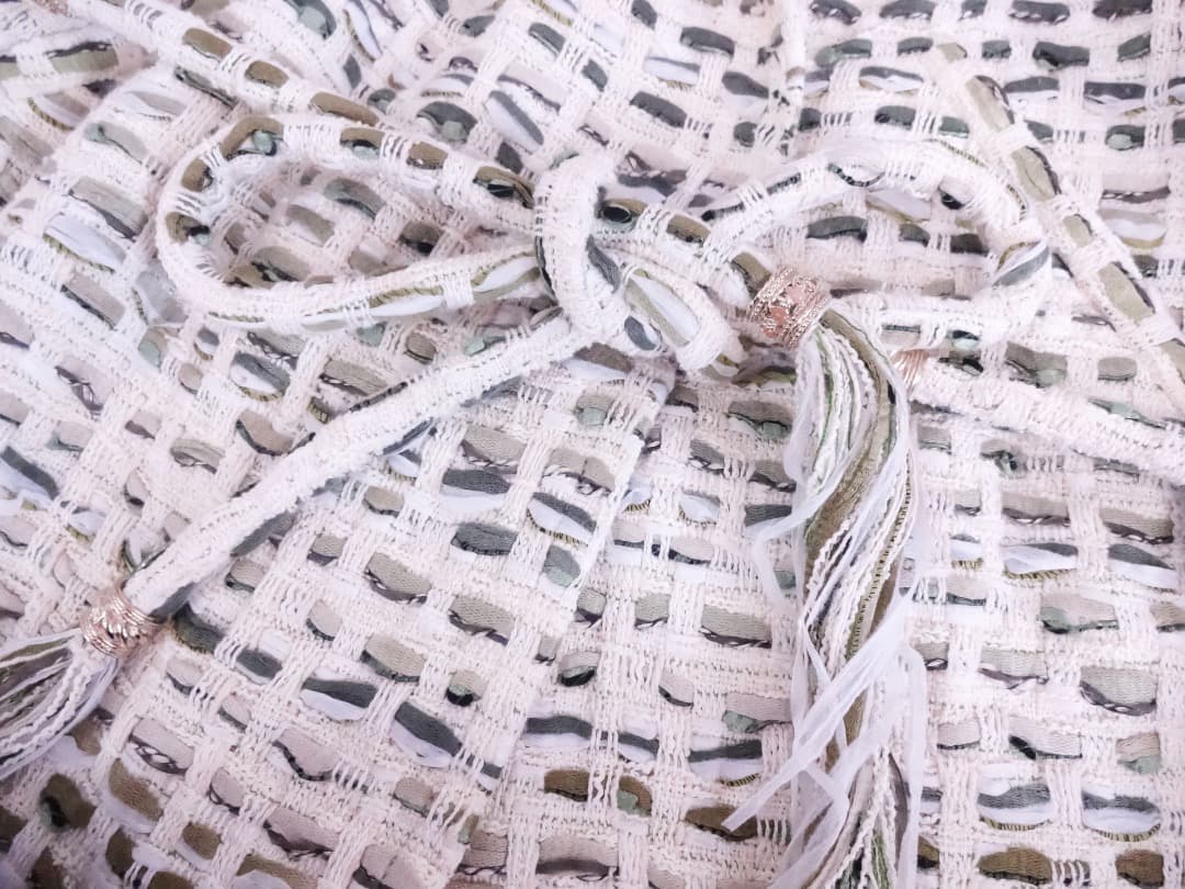 CHANEL Ribbon Tweed Long Jacket
