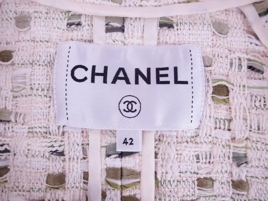 CHANEL Ribbon Tweed Long Jacket