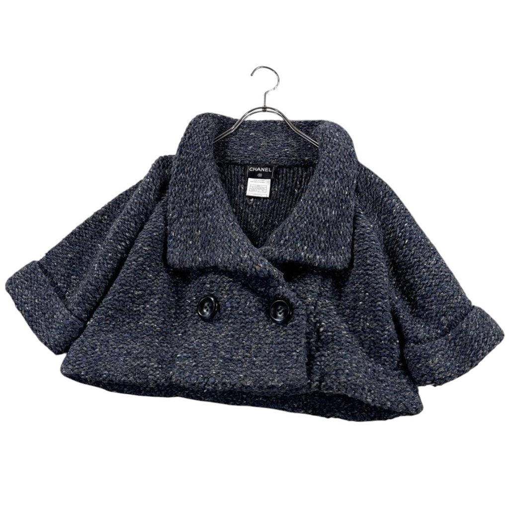 CHANEL Tweed Knit Peacoat Cropped Mix Navy