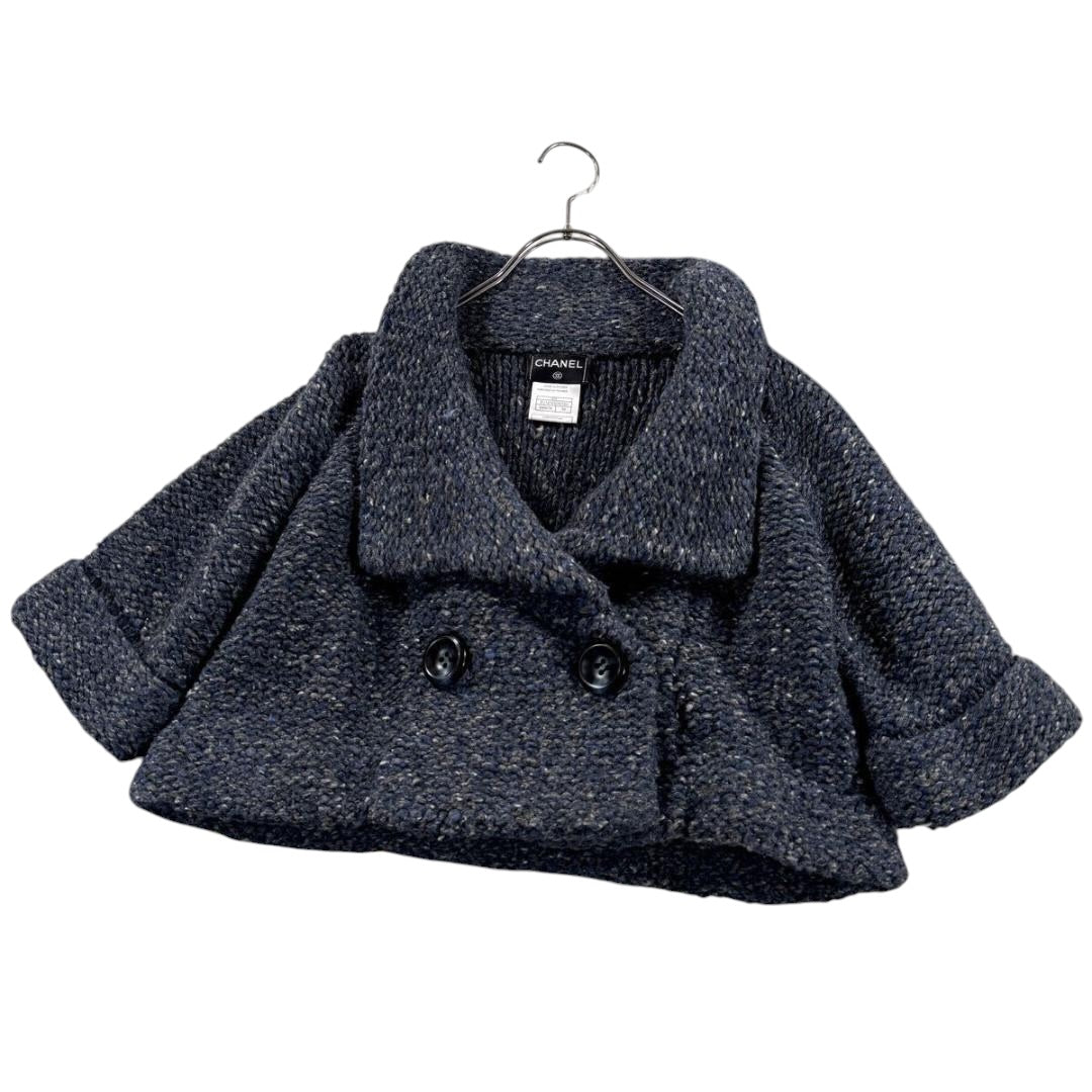 CHANEL Tweed Knit Peacoat Cropped Mix Navy
